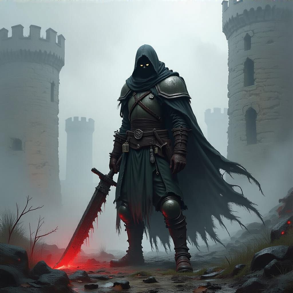 Epic Grimdark Scene with Dramatic Lighting