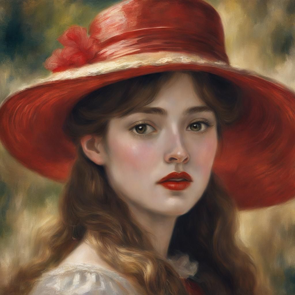 Girl in Red Hat: Impressionist Concept Art