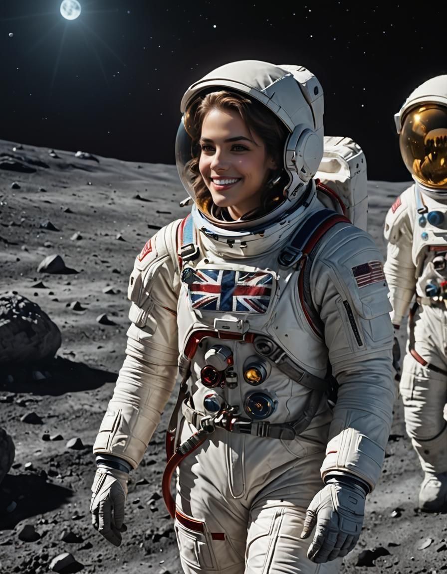 Astronaut Hayley Atwell Smiling on the Moon