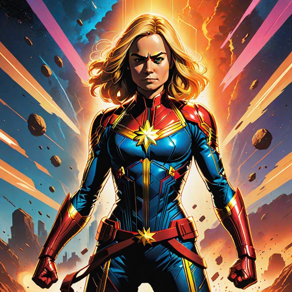 Ethereal Captain Marvel Shines Bright in Cosmic Battle