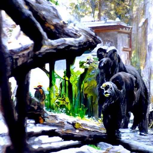 Zoo Scene as Oil Painting by Gurney