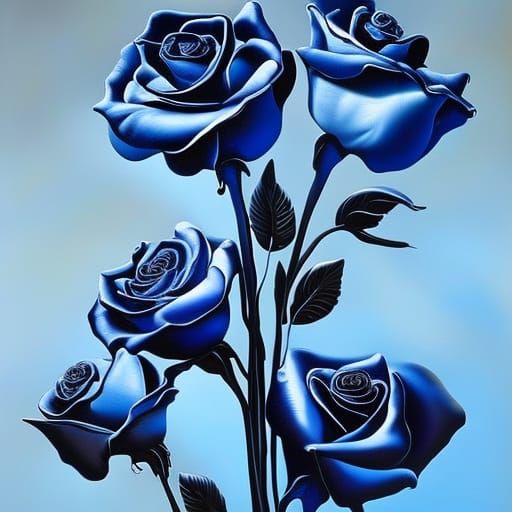 Melting Metallic Roses Bouquet in Surreal Style