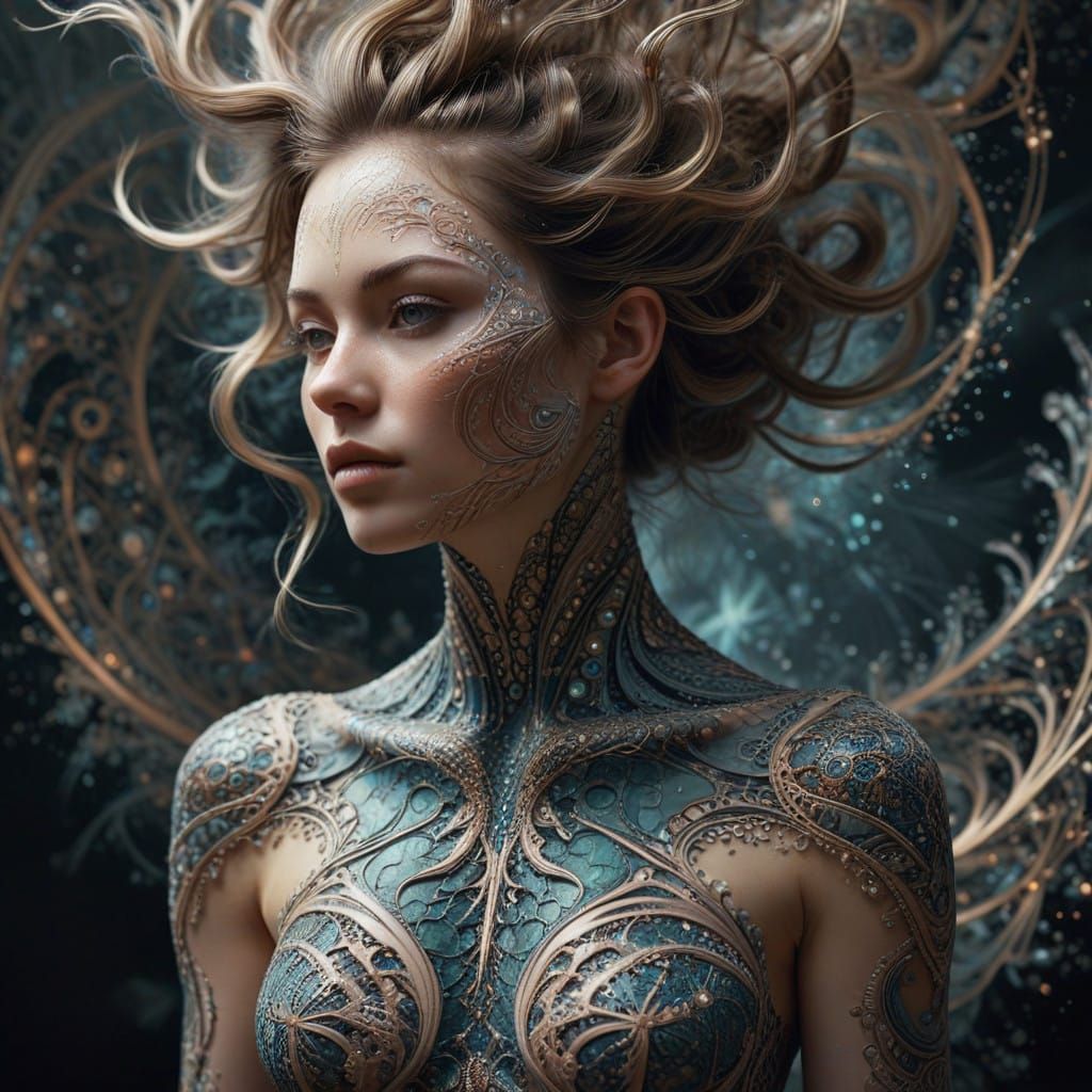 Ethereal Womanhood in Fractalized Beauty