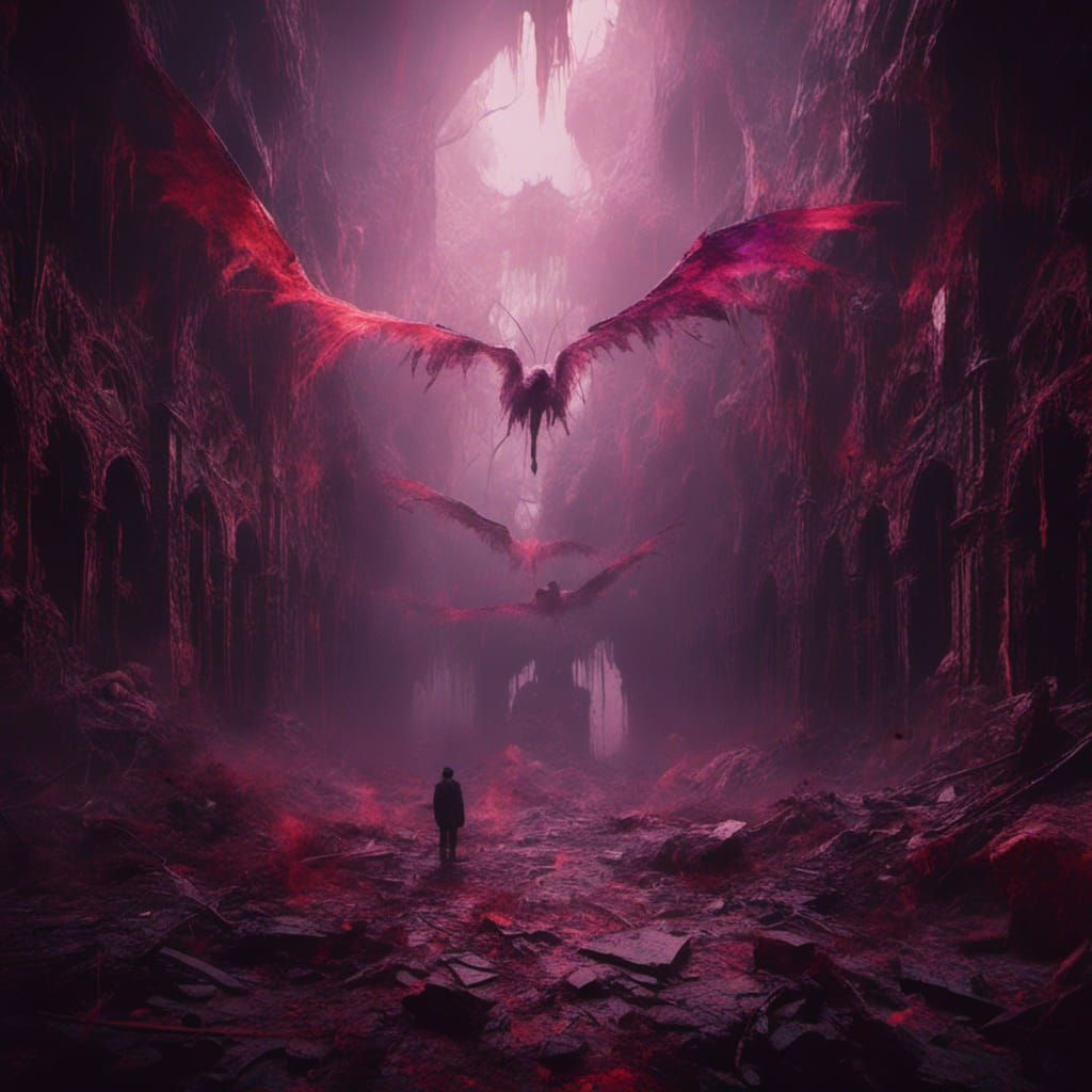 Dark Fantasy Wings in Art Nouveau Style