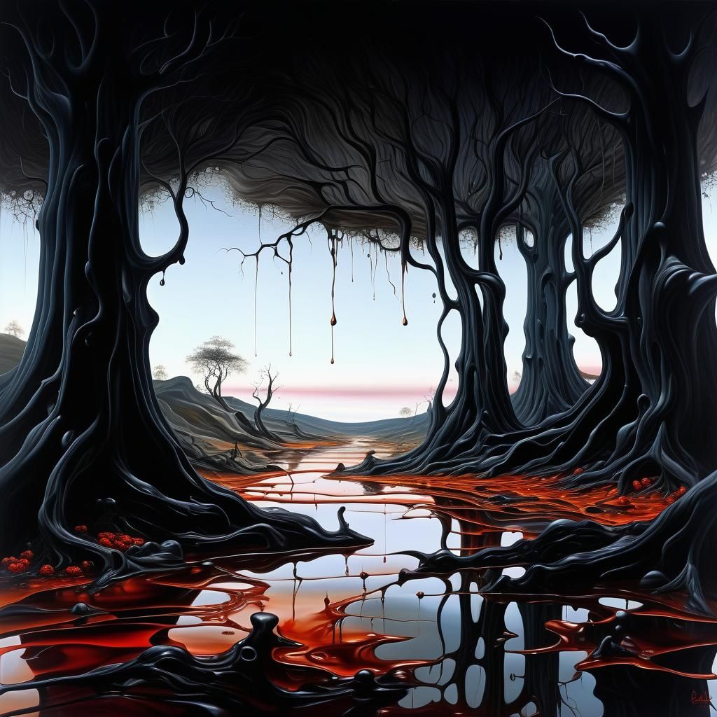 Surreal Scary Forest Clearing in Dali Style