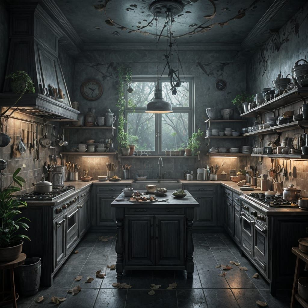 Surreal Kitchen: Walls Fade into Another Dimension