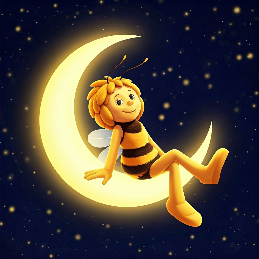 Maya the Bee in Crescent Moon, Miyazaki Style