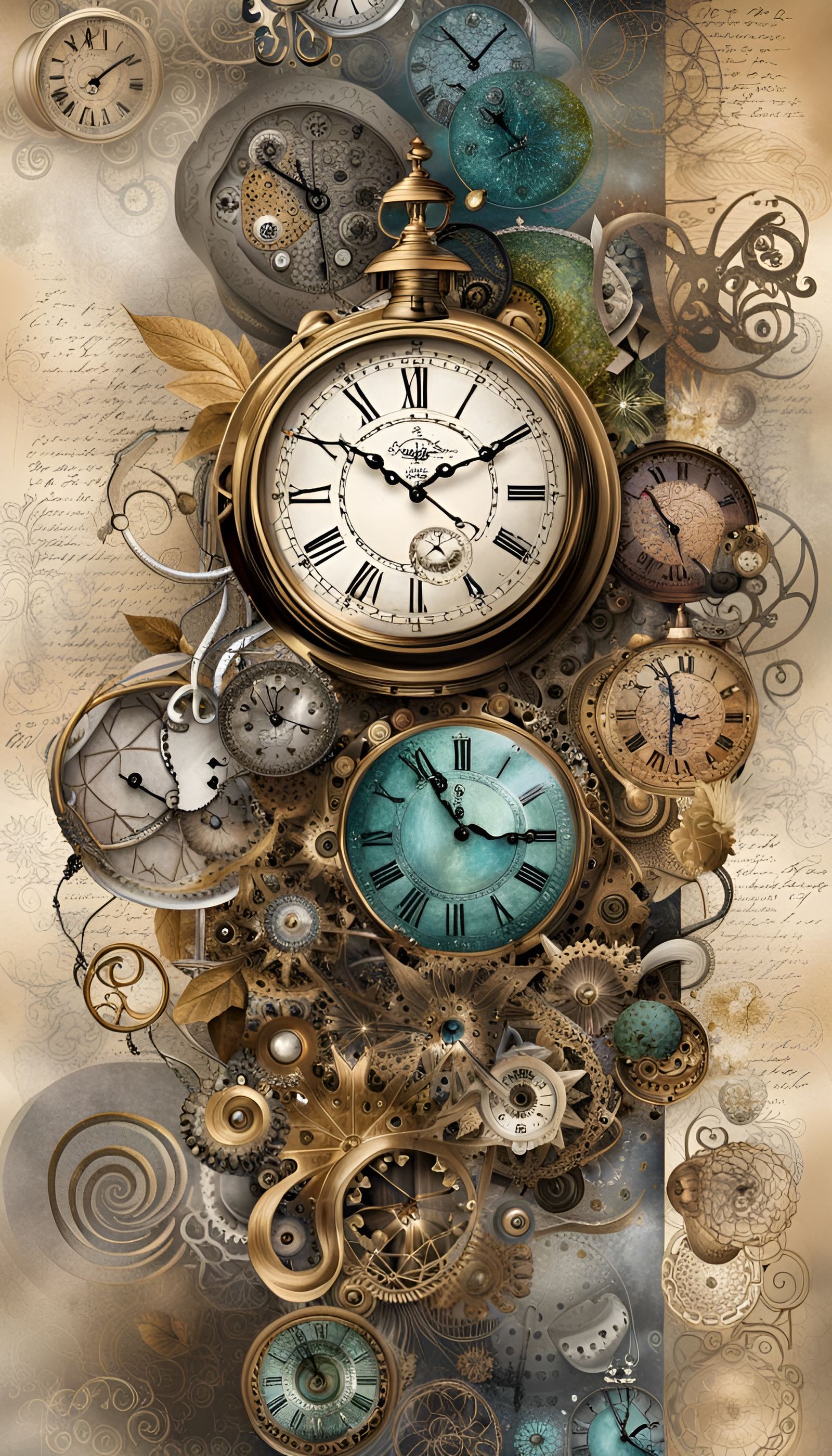 Surreal Time Collage with Intricate Details