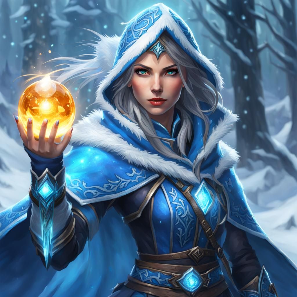 Female Ice Mage with Frozen Power
