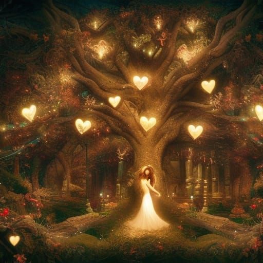 Tree of Love with Fairy Lights: Digital Matte Painting