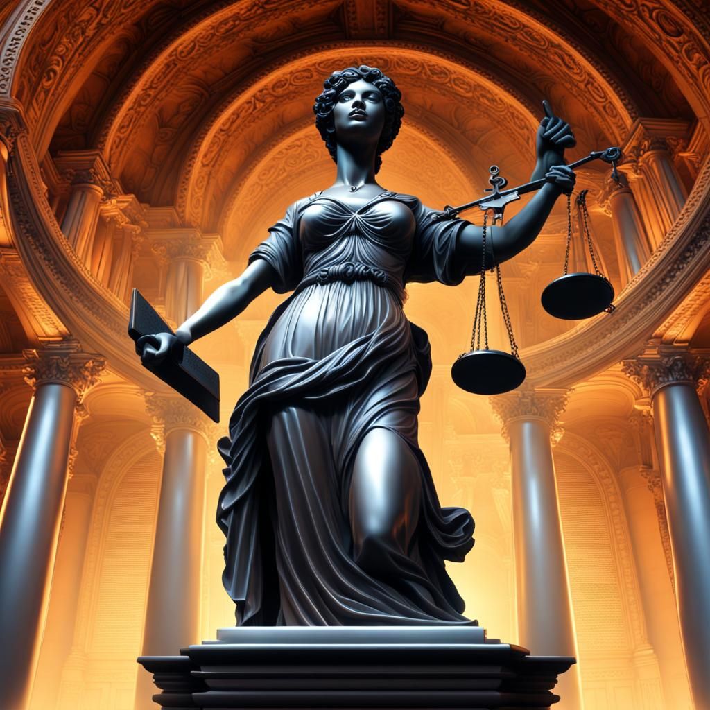 Femida Statue: Fractal Lawmaking in Contrasting Colors