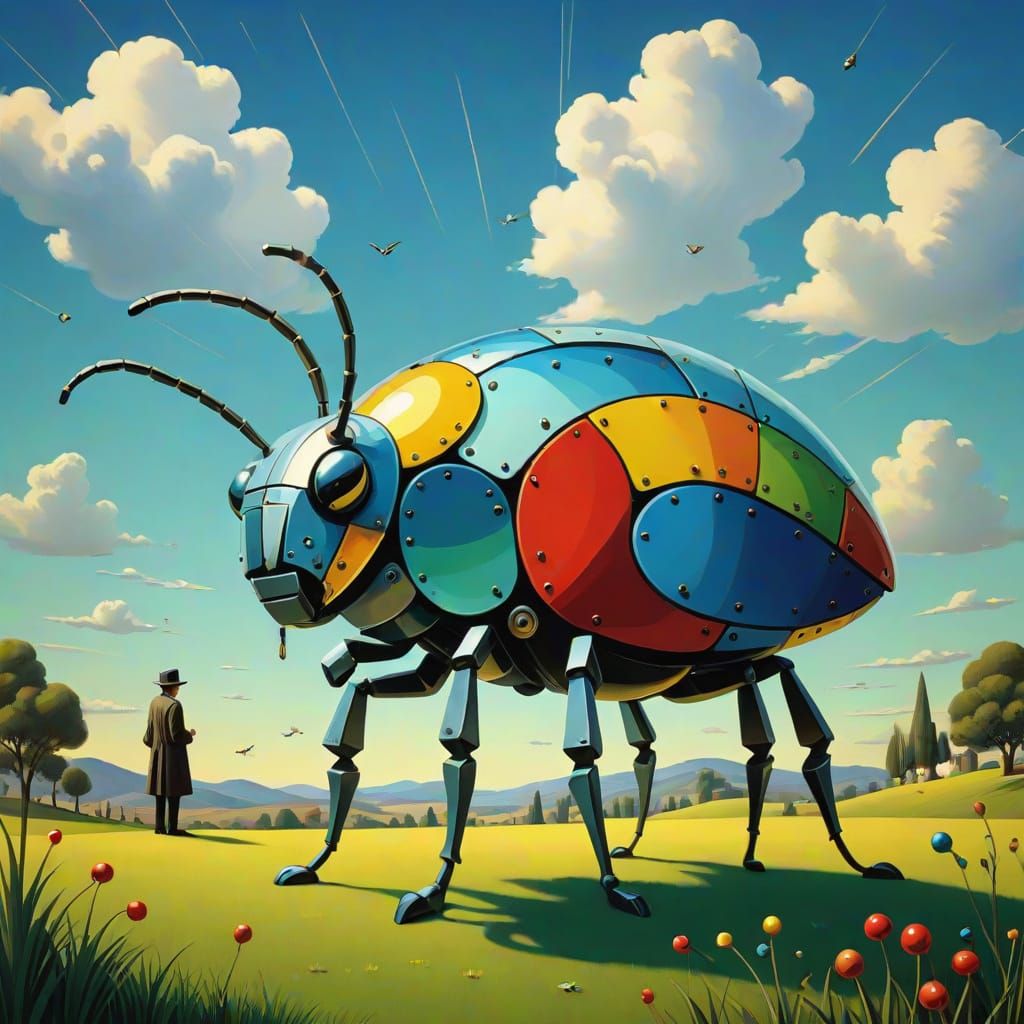 Whimsical Surrealist Creatures March Through a Vibrant Mosai...