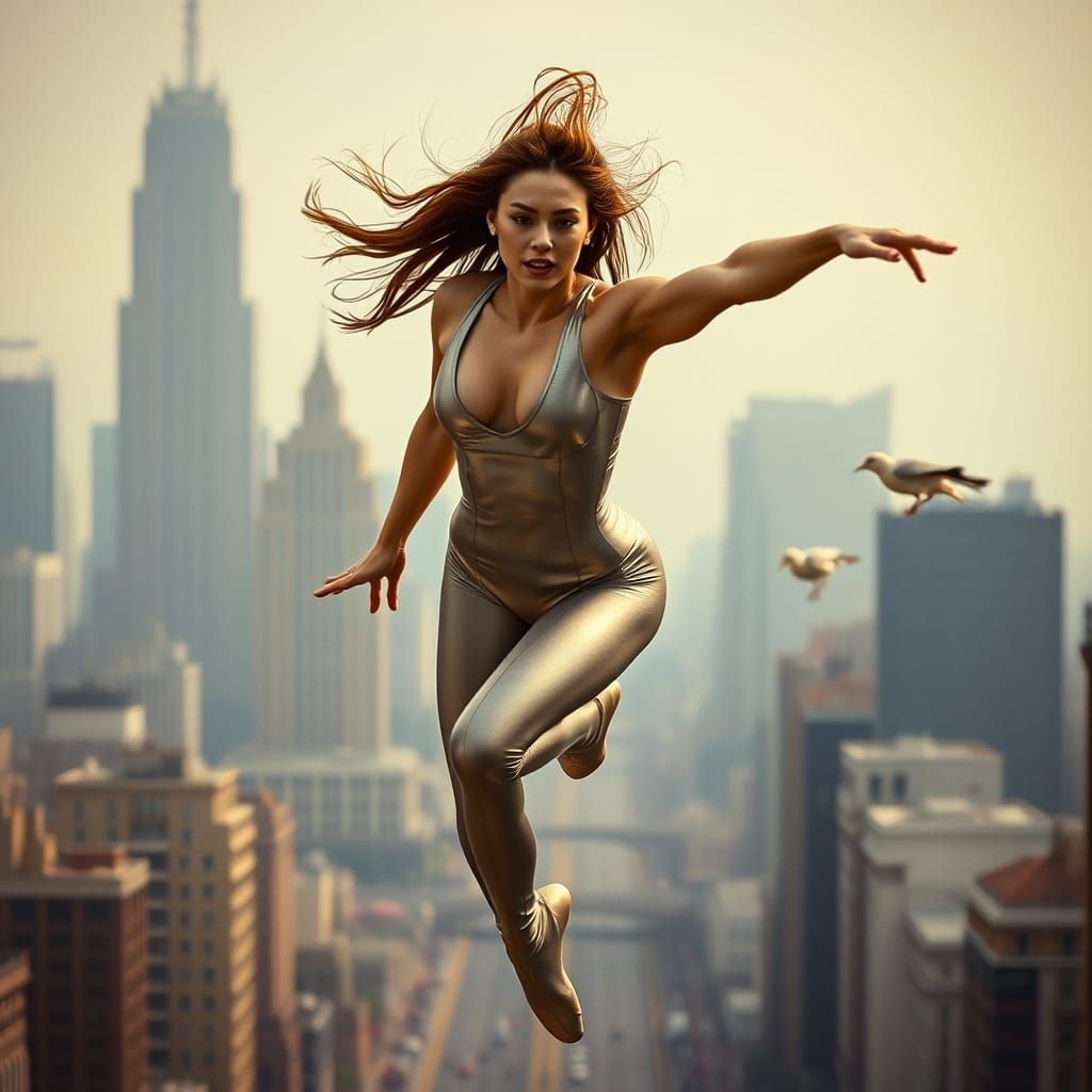 Giantess Woman as Cinematic Gymnastics Heroine