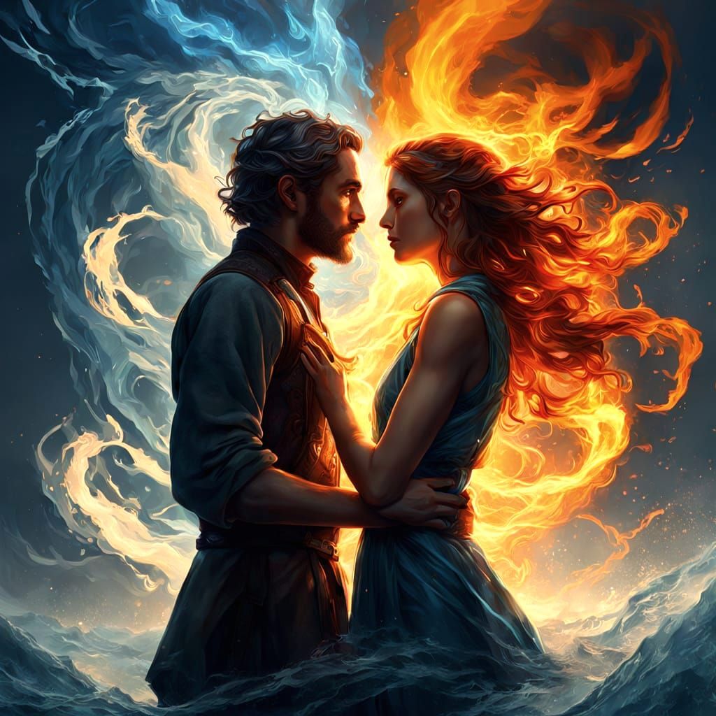 Surreal Portrait: Water Man and Fire Woman