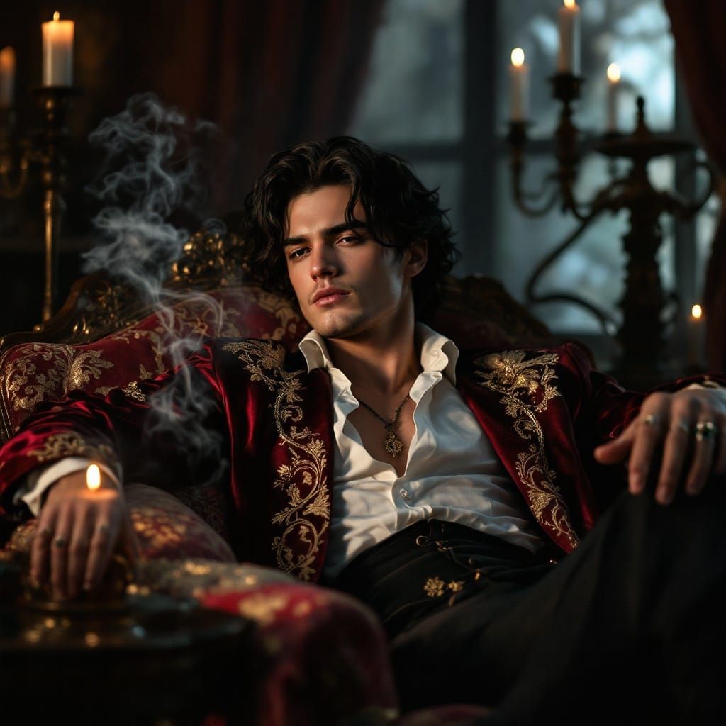 Elegant Victorian Dandy in Opium Parlour