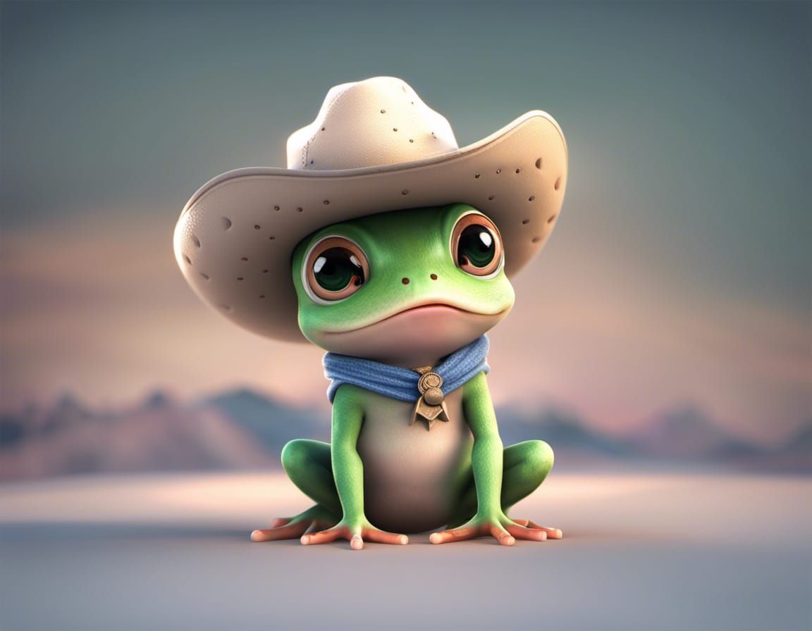 Chibified Cowboy Frog in Desert Dreamscapes