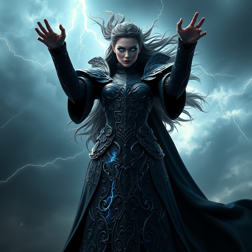 Majestic Sorceress Commands the Tempest
