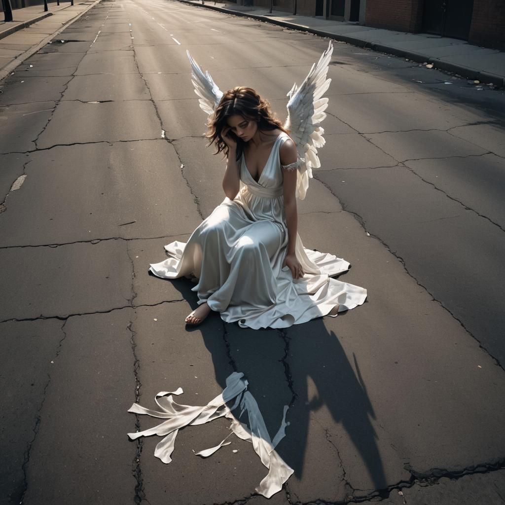 Fallen Angel in the Dark: A Dark Fantasy Illustration