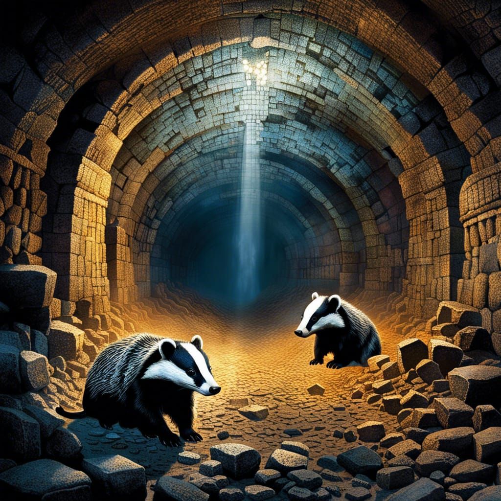 Badgers in Mosaic Catacombs: Digital Matte Painting