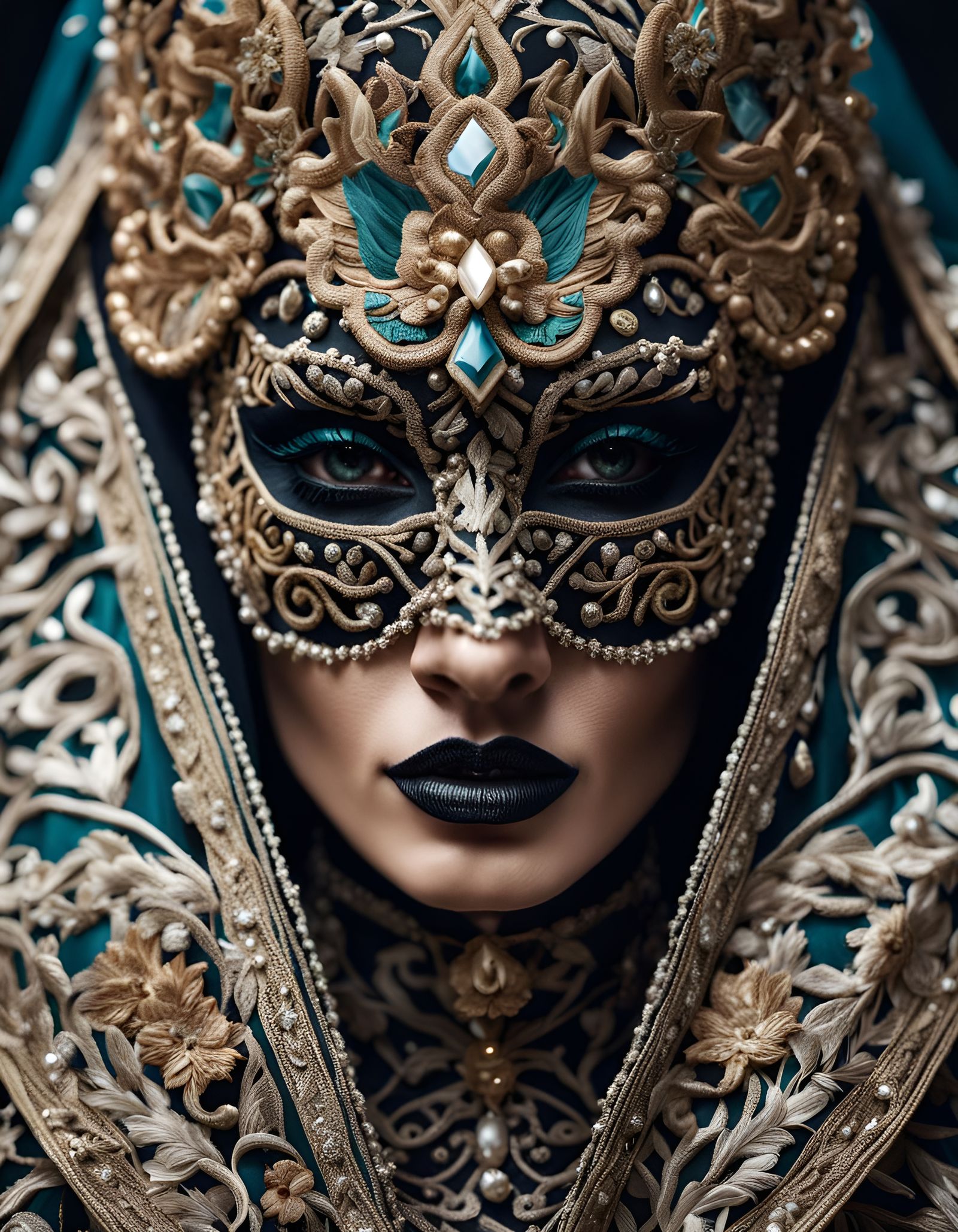 Elaborate Embroidered Mask in Maximalist Fashion