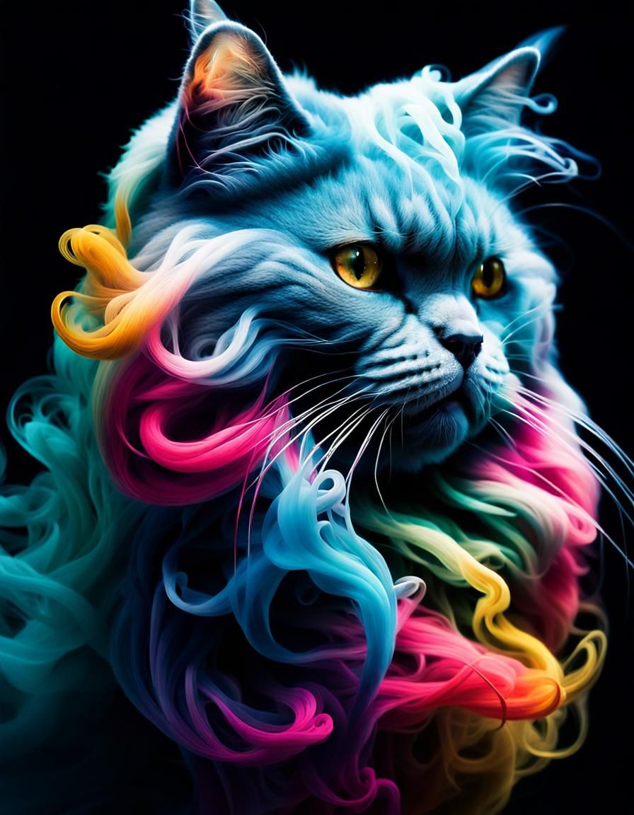 Smoke Art: Persian Cat of Swirling Smoke
