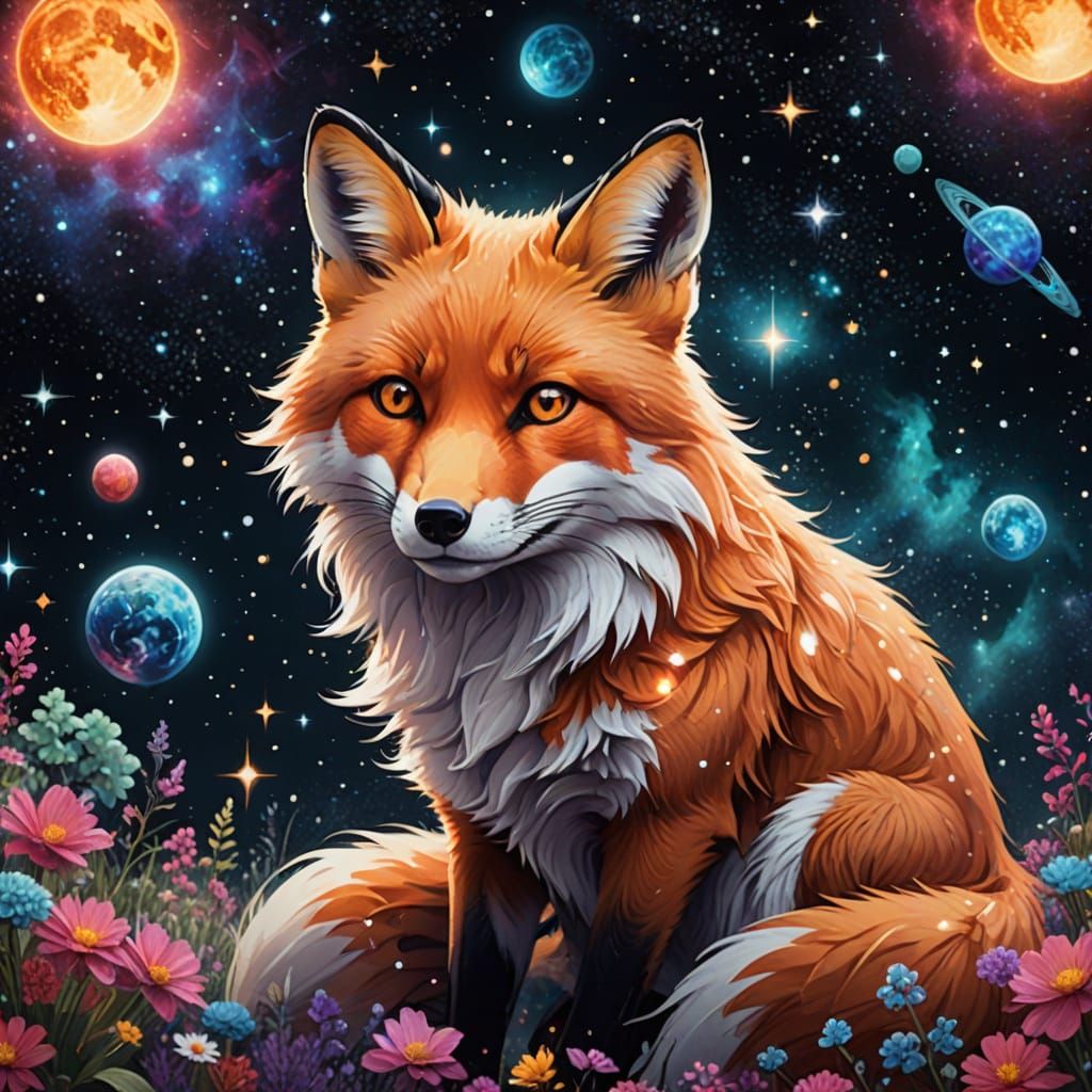 Cosmic Fox in Celestial Realms