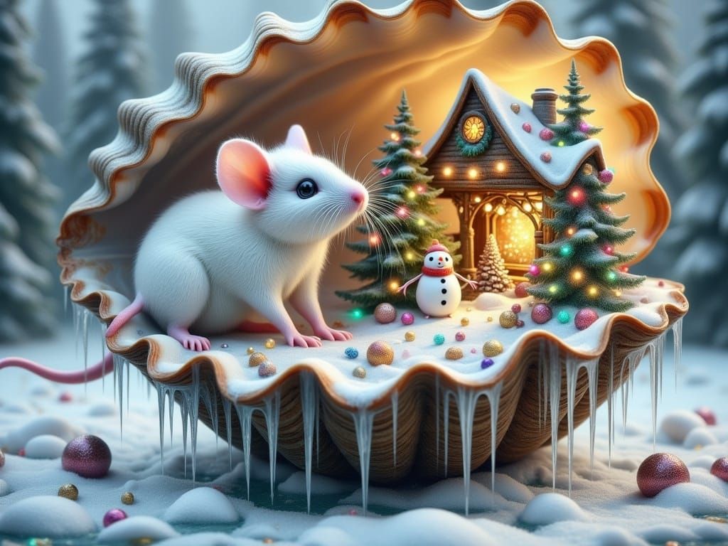 Enchanted Winter Wonderland in a Seashell