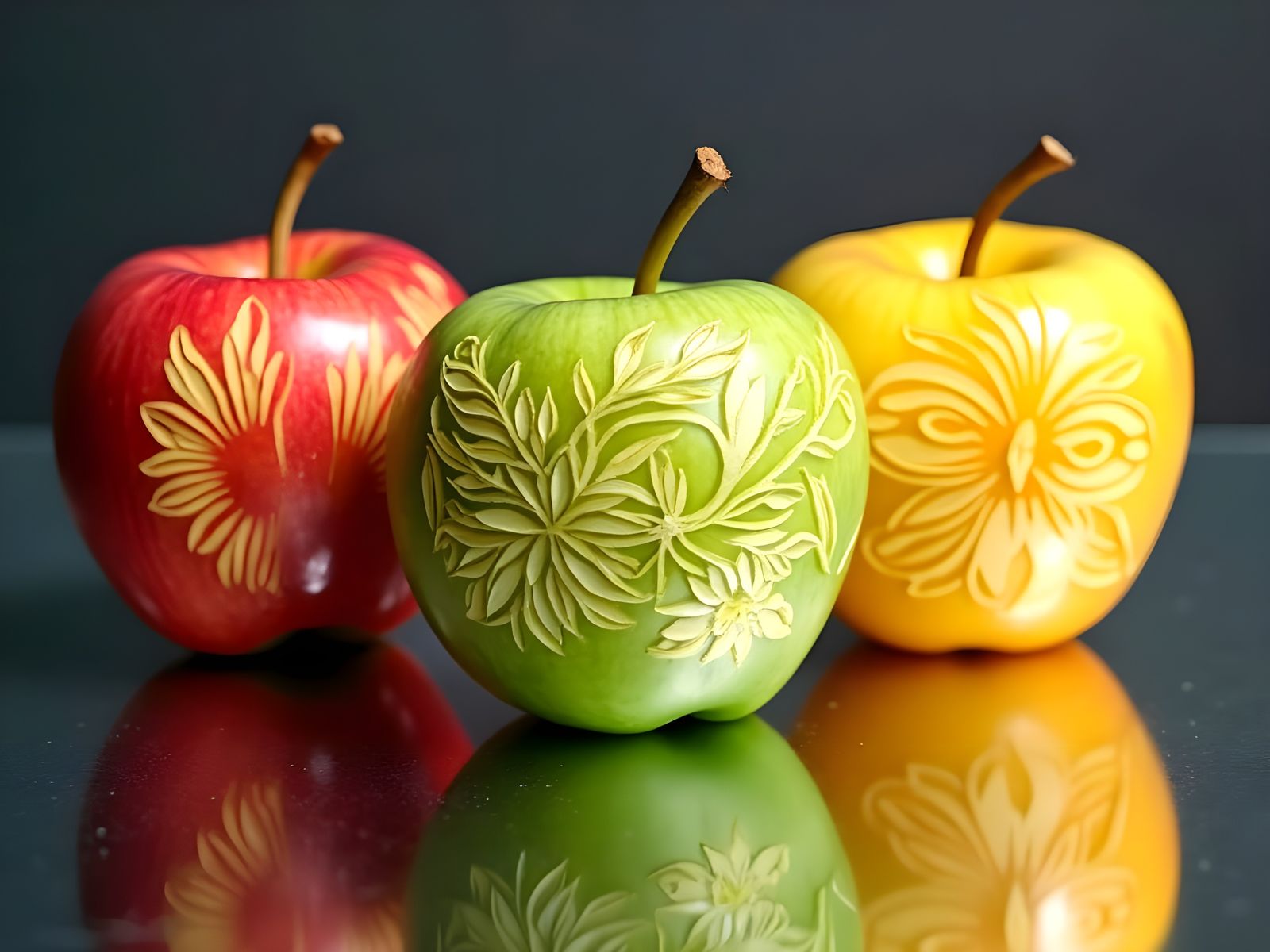 Vibrant Apples in Folk Art Style