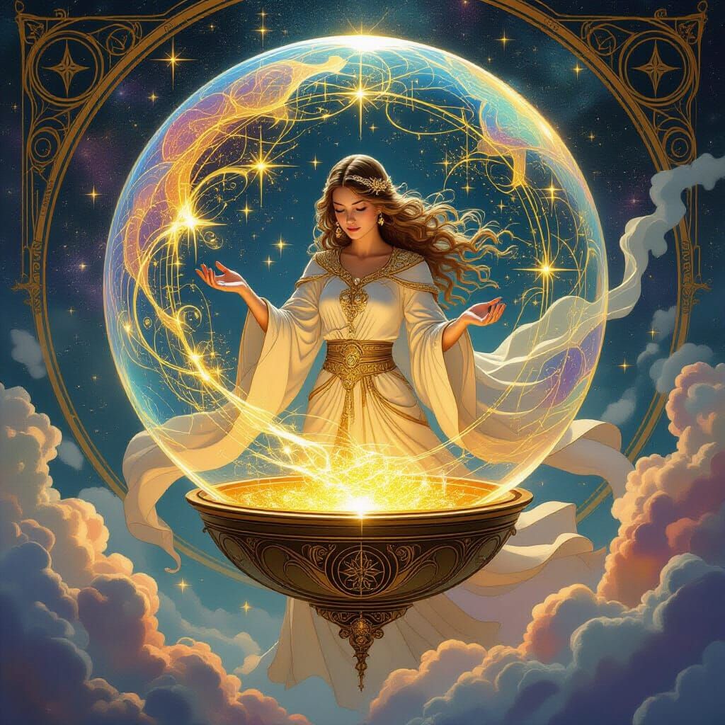 Celestial Alchemist Transmuting Stardust into Gold