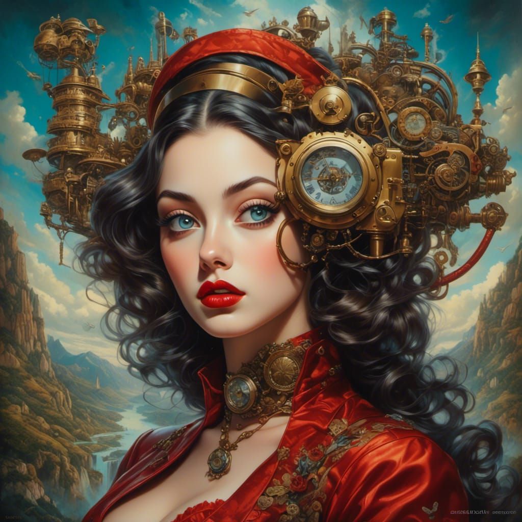 Steampunk Surrealism: Beautiful Woman in Dali Style