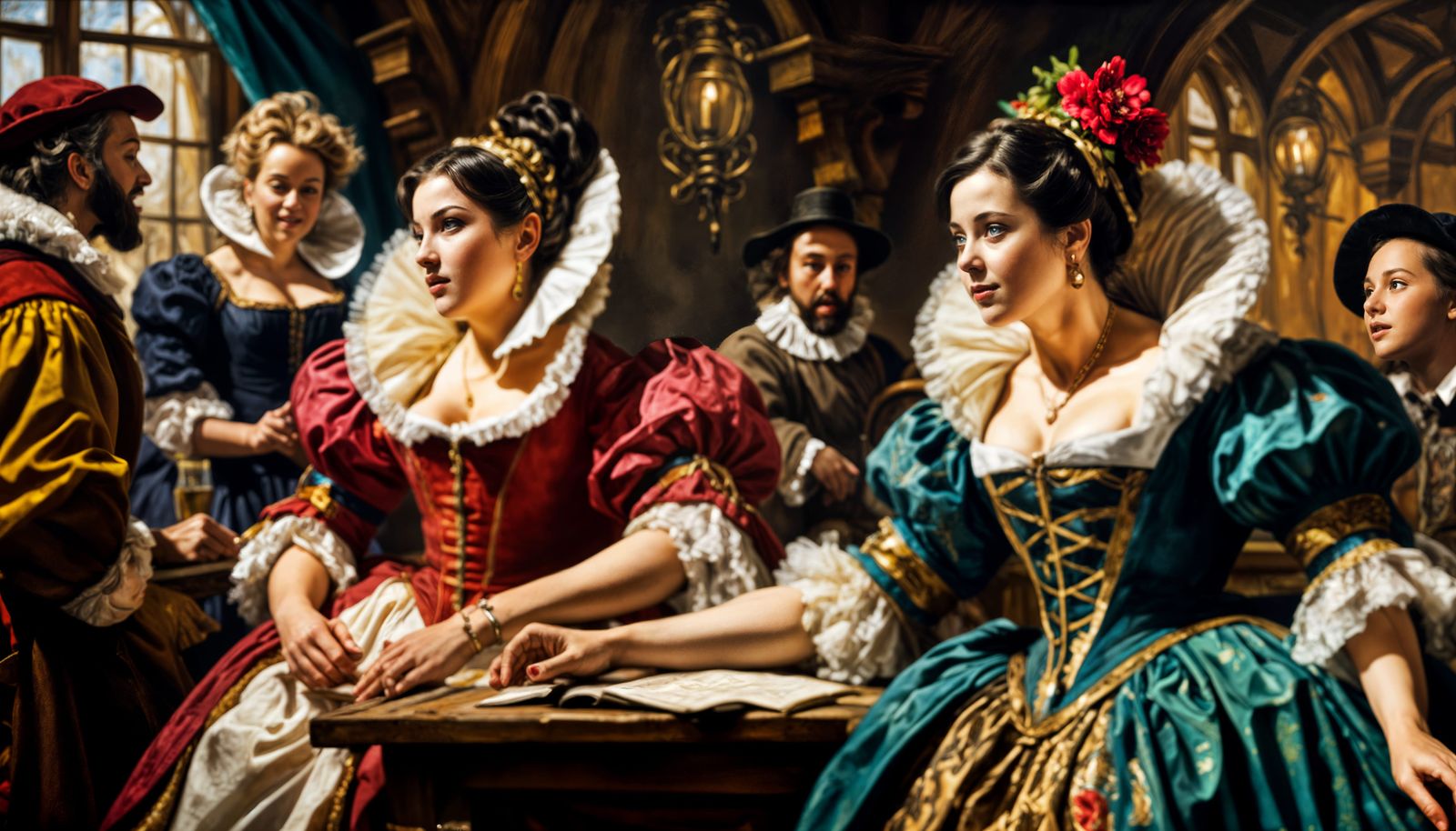 Merry Wives of Windsor: Oil Painting in Period Costume