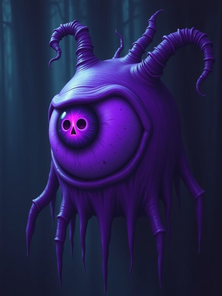 Bizarre Purple Critter with Glowing Skull Eye