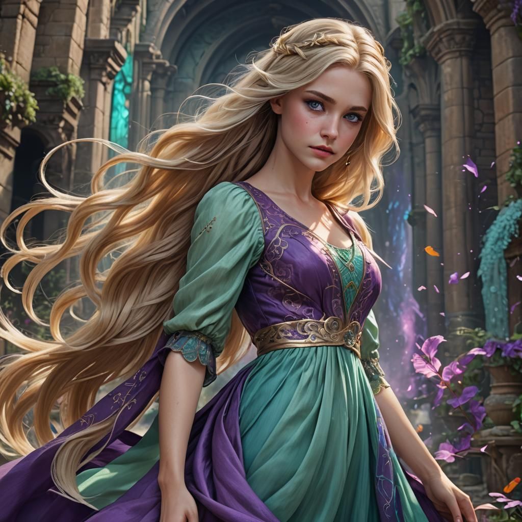 Blonde Woman with Purple Streak, Fantasy Concept Art