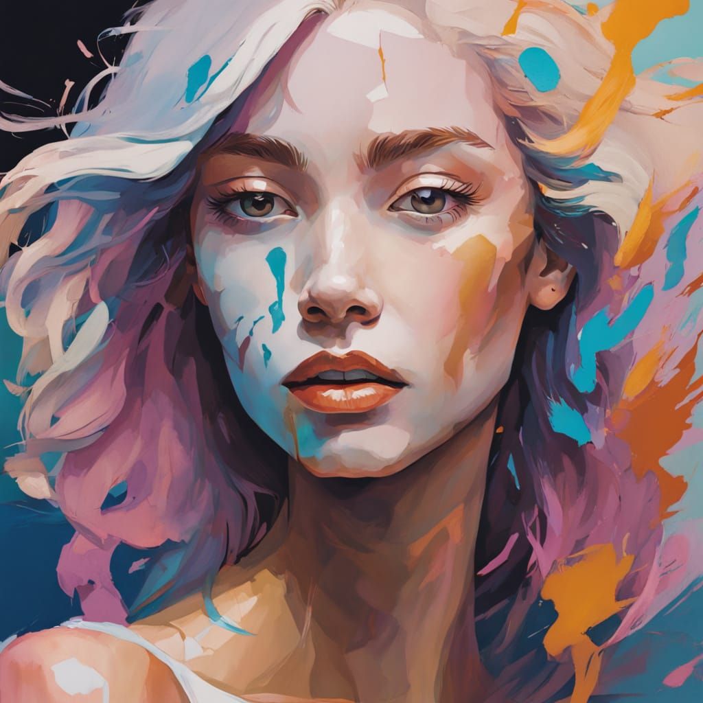Surreal Pastel Portrait in Airbrush Impasto Style