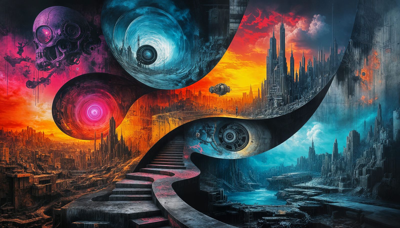 Surreal Abstract Collage on Graffiti Walls