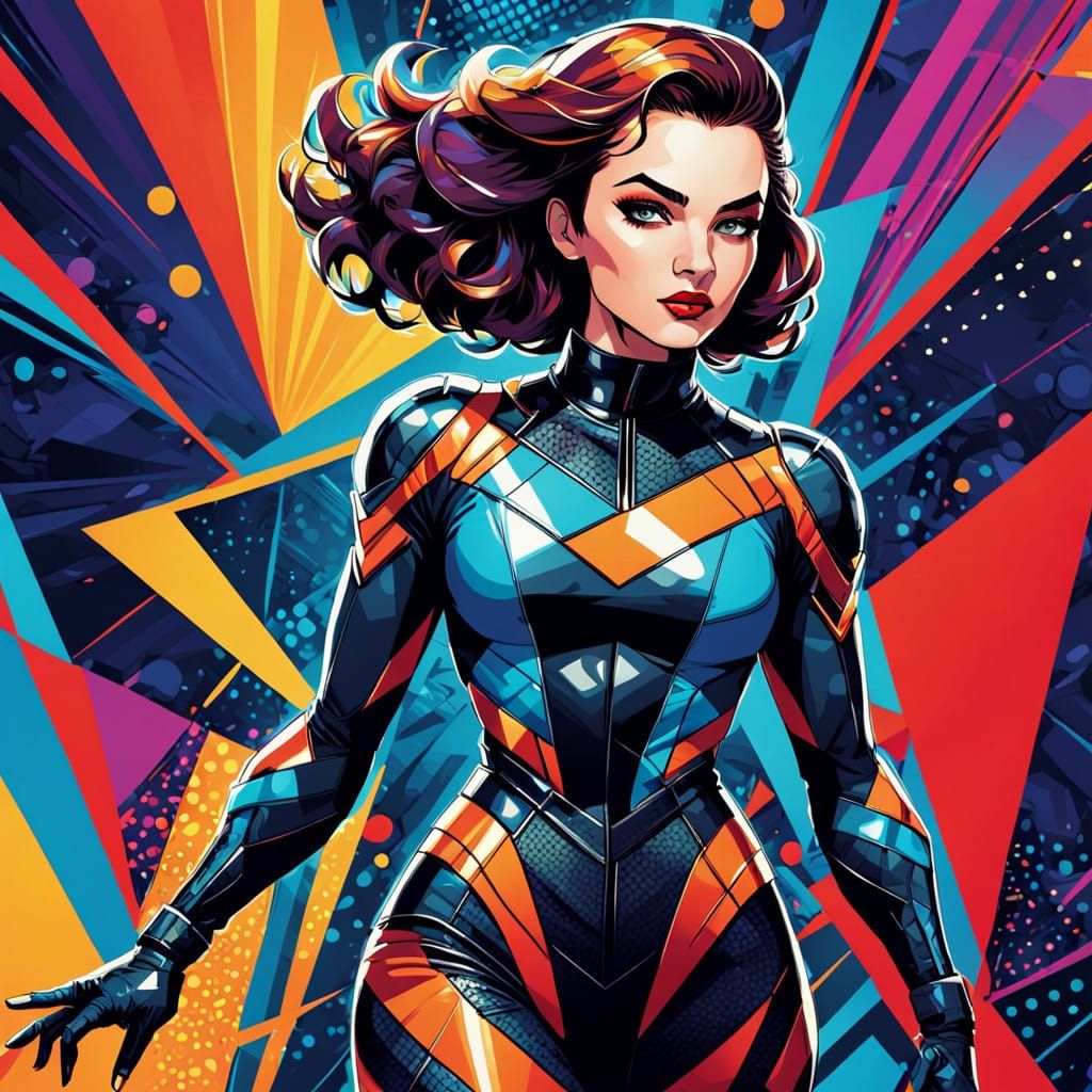 Confident Pop Art Woman with Graphic Style