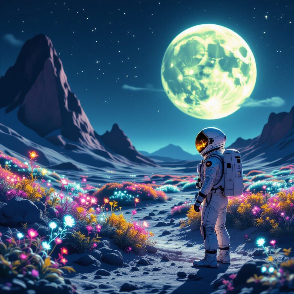 Astronaut Discovers Alien Bioluminescent Garden