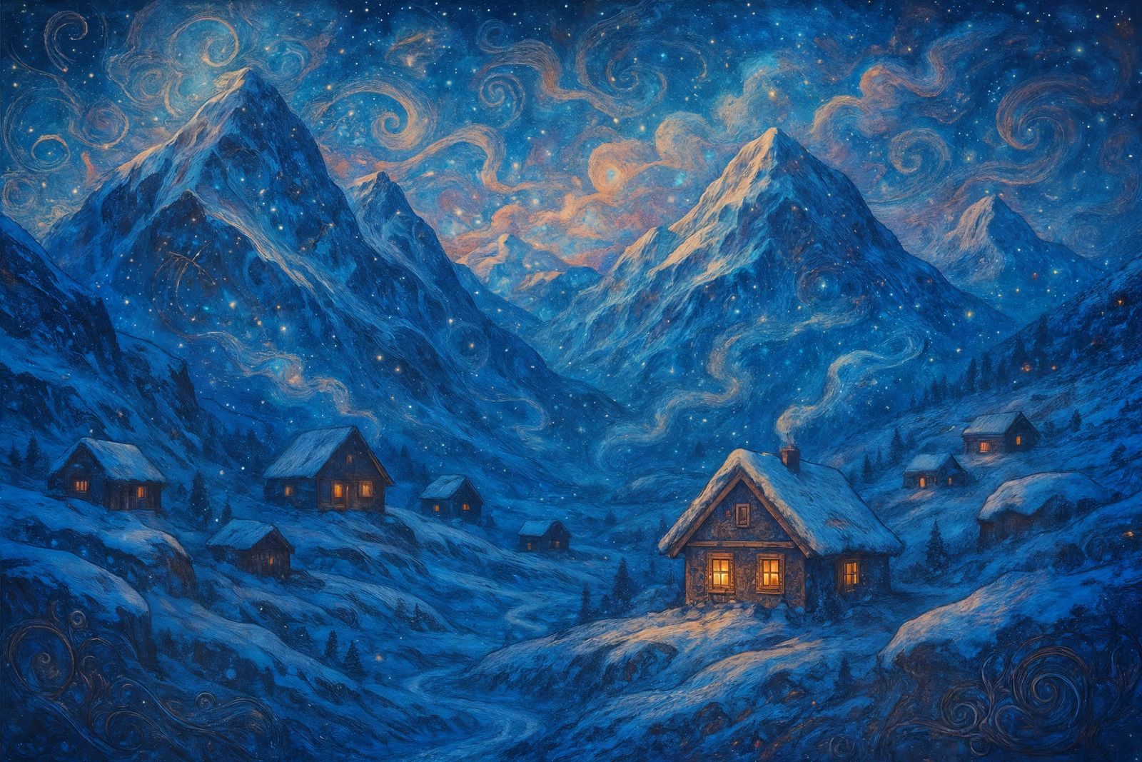 Ethereal Astral Glow Over Mountainous Dreamscape