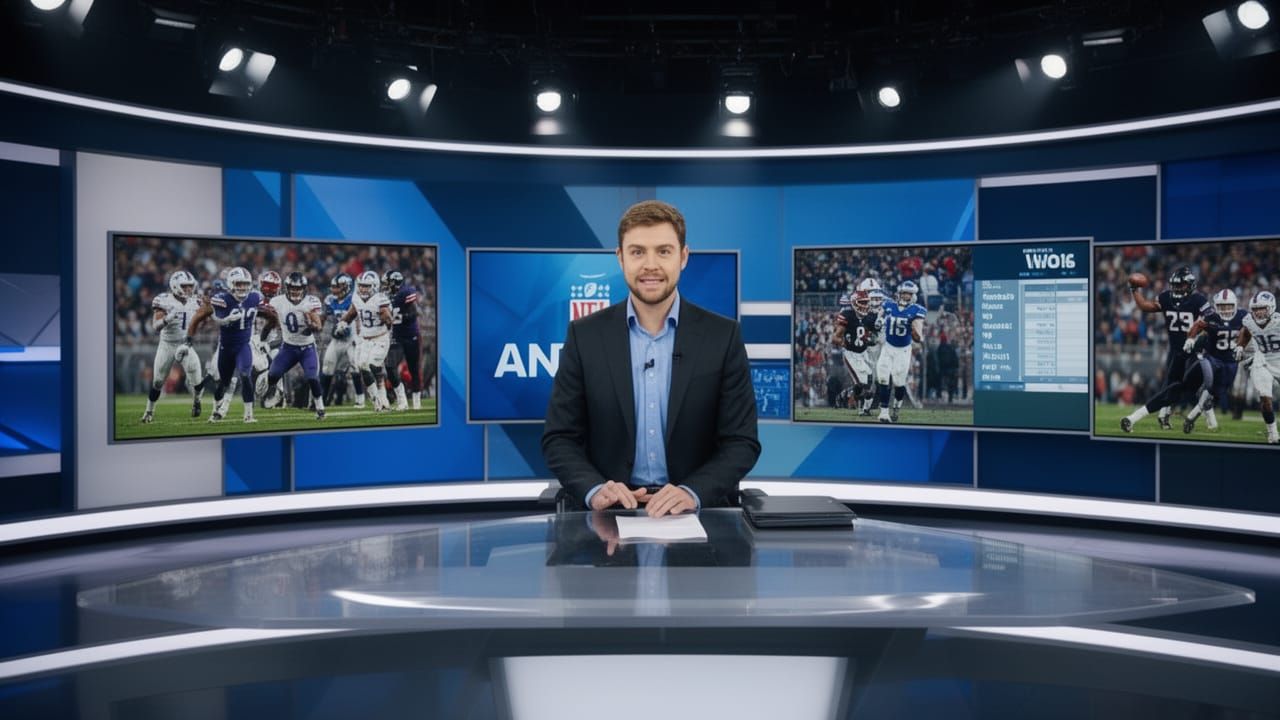 Sportscaster Delivers News with Visuals