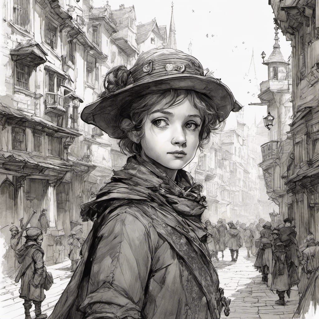 Pied Piper Portrait in Whimsical Sketch Style