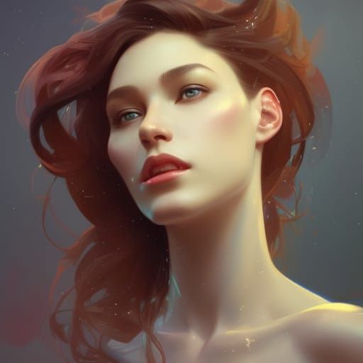 Detailed Portrait of Eve in Art Nouveau Style