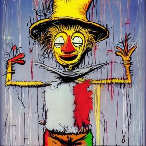 Surreal Scarecrow Composition in Anime Style