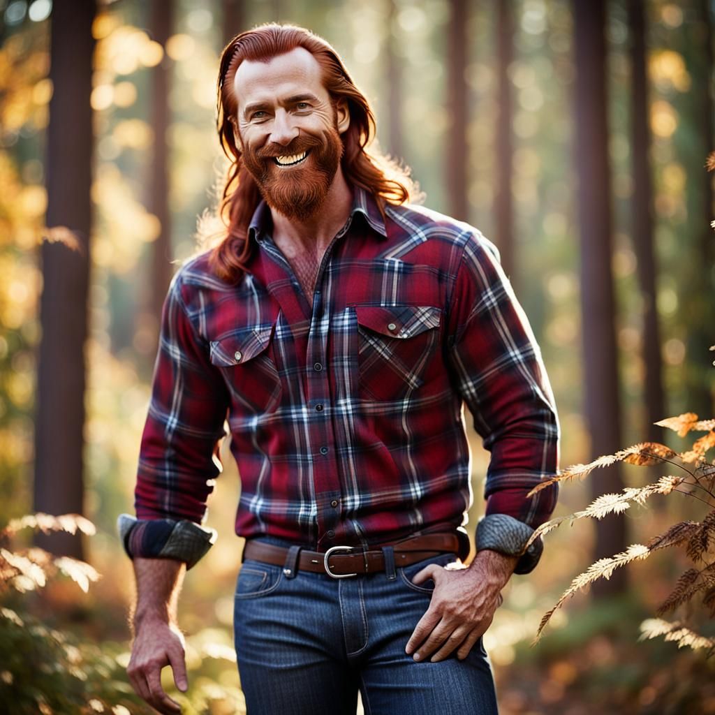 Erotic Tom of Finland Style Man in Autumn Forest