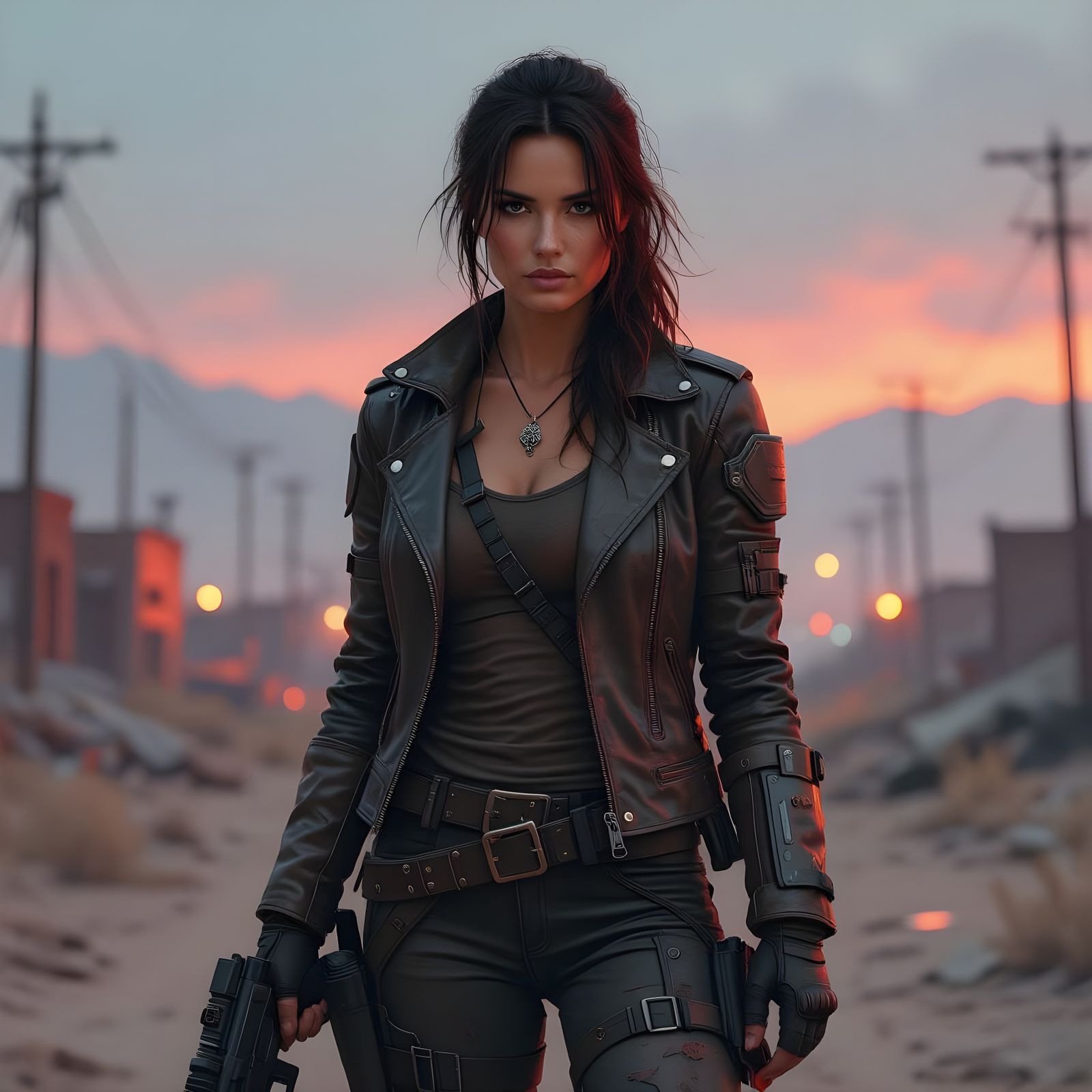 Wasteland Survivor in Ruined Cityscape Art