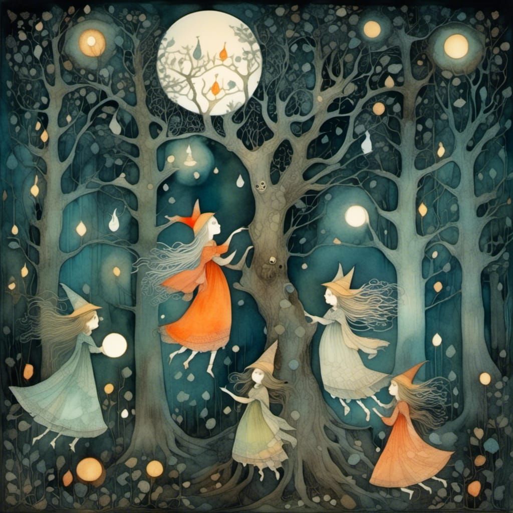Whimsical Witches and Ghosts in Enchanted Forest