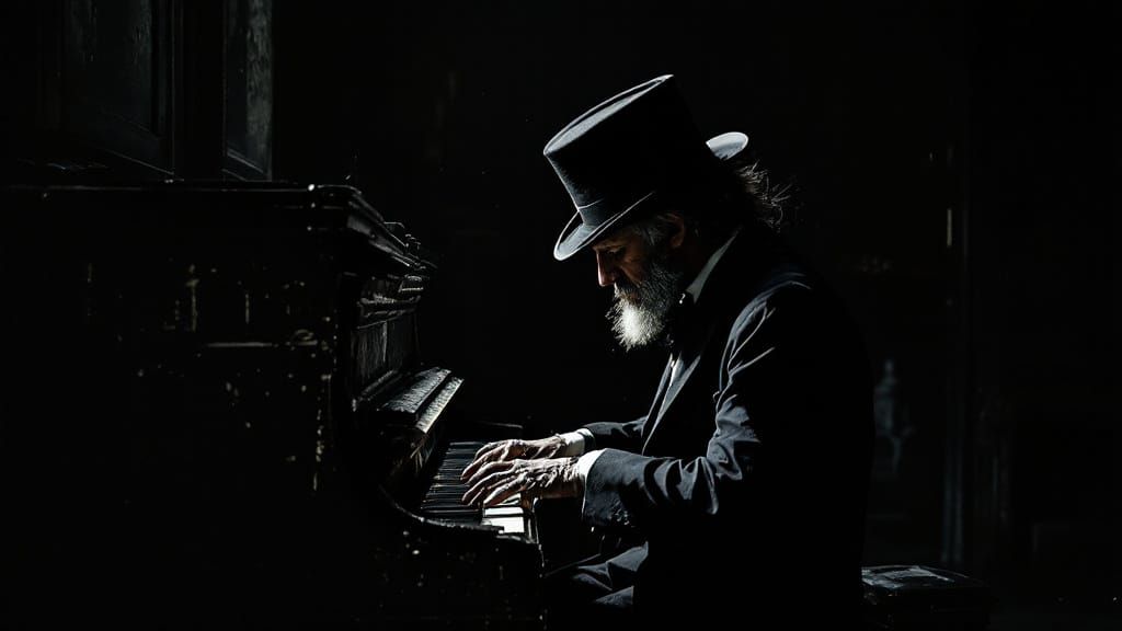 Old Tchaikovsky Plays Rusty Piano in Noir Style