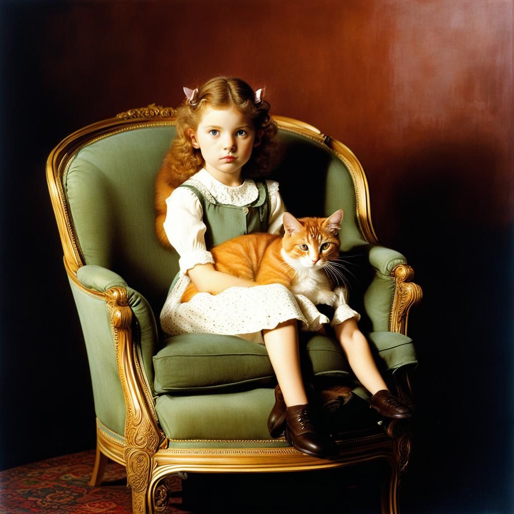 Girl with Cat on Chair: Wholesome Realism