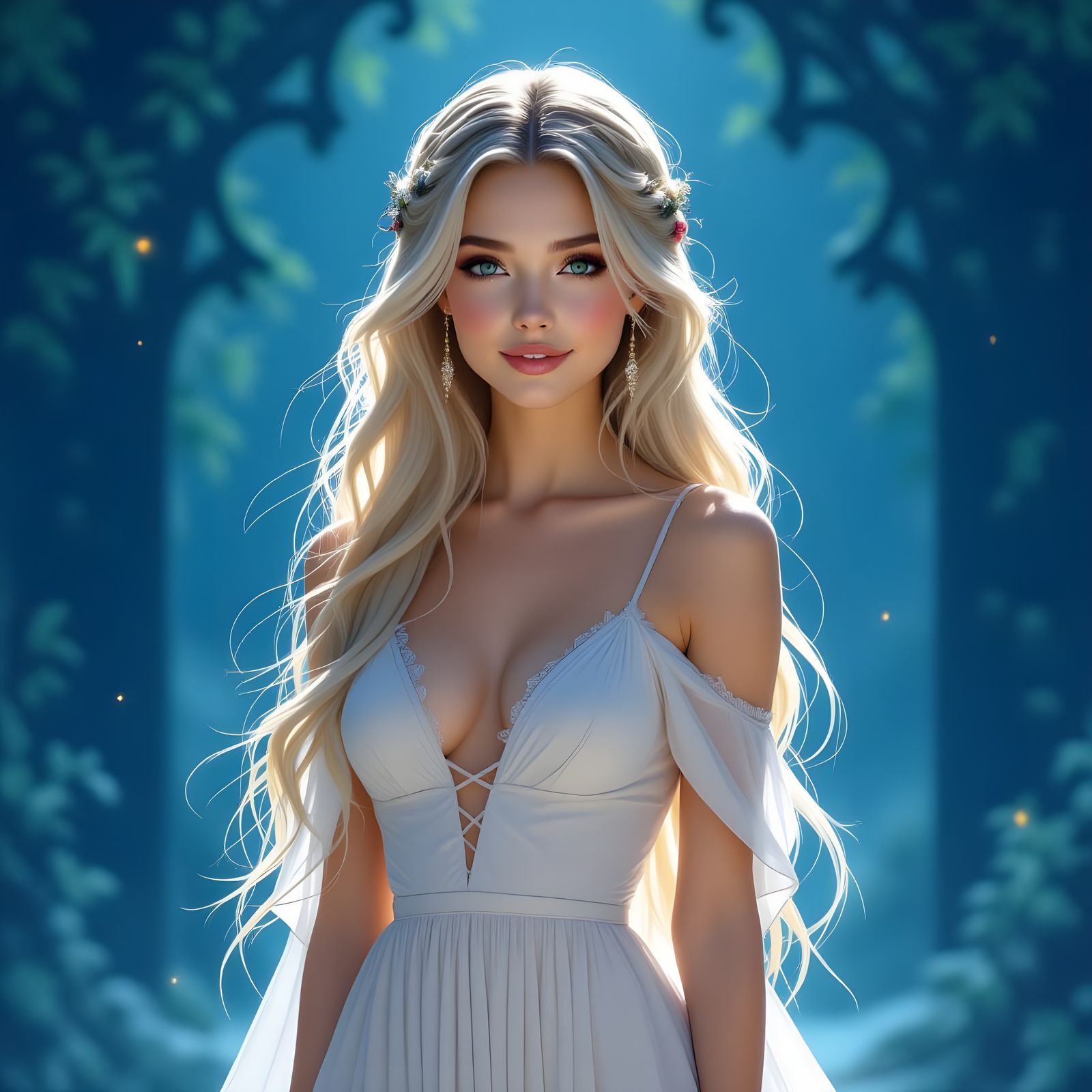 Norse Goddess of Love in Monochromatic Fantasy Scene