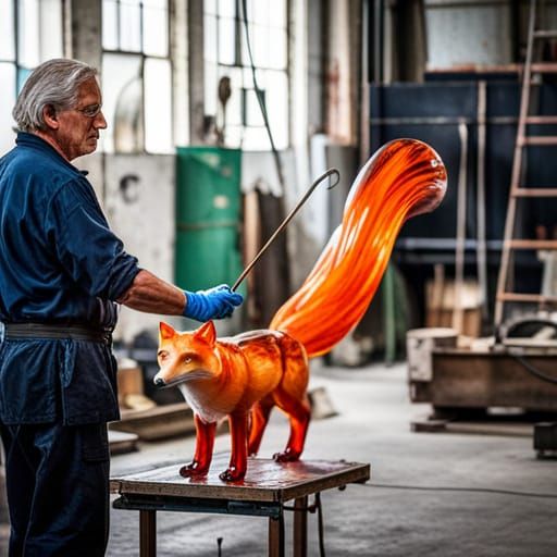 Master Glassmaker Creates Blown Glass Fox