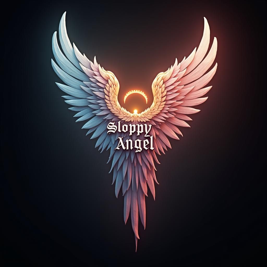 Angel Wing with Halo and 'Sloppy Angel' Text